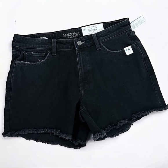 New Arizona Mid Rise Distressed Black Denim Vintage Broken style Jeans sz 13 jr - Picture 2 of 15